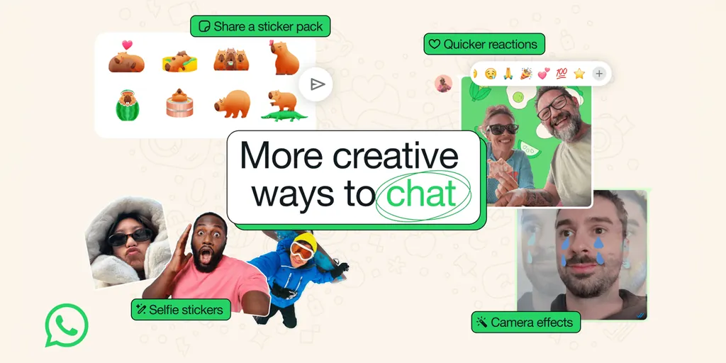 WhatsAppが新しいカメラエフェクト、ステッカー、より高速なリアクションを追加c